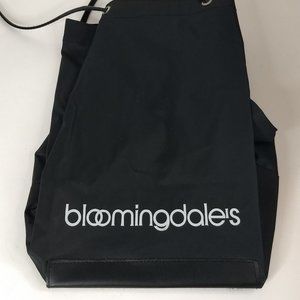 Bloomingdale's Oversize Square Bottom Black Vinyl Shopping Bag Tote Bag 15 x 9